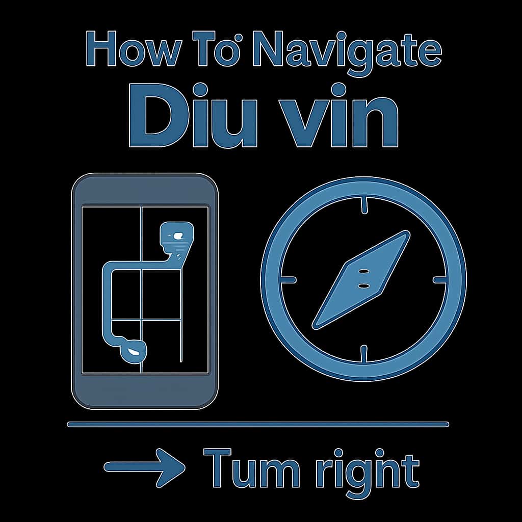 An educational diagram illustrating navigation steps for Diu vin.